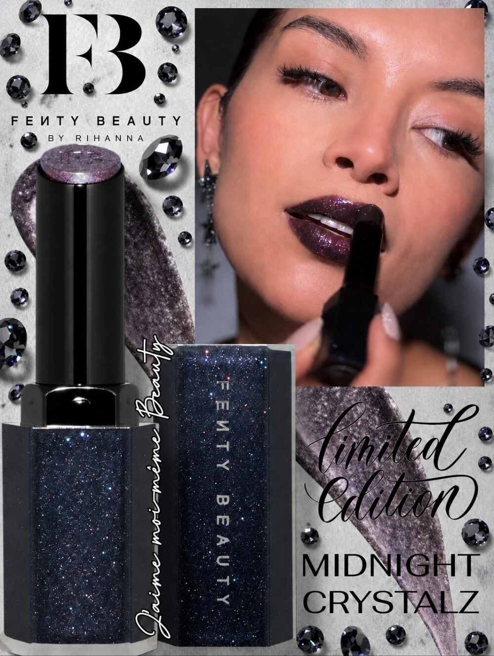 Fenty Beauty Gloss Bomb Stix High-Shimmer Lipstick Shimmery Holo Black-Purple